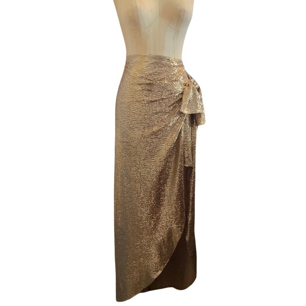 Show Me Your MuMu Wrap Me Up Skirt Tan Gold Confetti Womens Size Large NWT - Picture 2 of 10